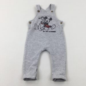 6-9-months George 'The Best Of Friends' Mickey Mouse & Pluto Grey Jersey Dungarees
