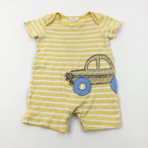 12-18-months M&Co Car Yellow Striped Romper