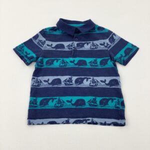 12-18-months TU Boats & Whales Navy Striped Polo Shirt