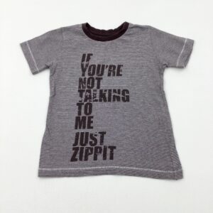 12-18-months - 'Just Zippit' Grey Striped T-Shirt