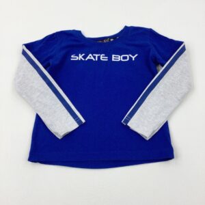 18-24-months - 'Skate Boy' Blue & Grey Long Sleeve Top