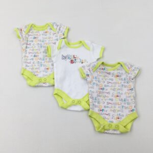 tiny-baby George Set Of 3 Short Sleeve Bodysuits - Patterned/White
