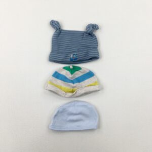 tiny-baby Mixed brand bundle Set Of 3 Jersey Hats - Striped/Blue