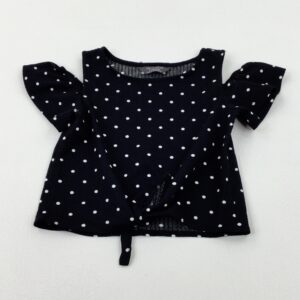 2-3-years Primark Spotty Black Cold Shoulder Tie Top