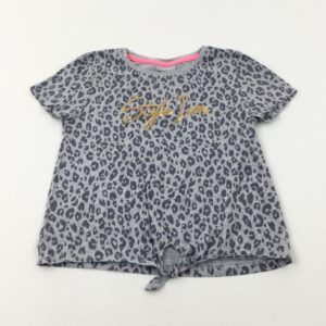 8-9-years Matalan 'Style Icon' Sequinned Animal Print Grey Tie Top T-Shirt