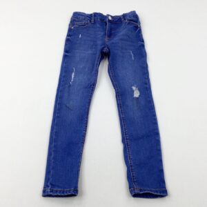 8-9-years Primark Distressed Mid Blue Denim Jeans - Adjustable Waist