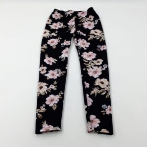 11-12-years - Shein - Bold Flowers Black Leggings