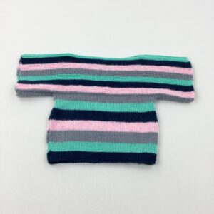 12-18-months - Turquoise Pink & Navy Knitted Handmade Jumper