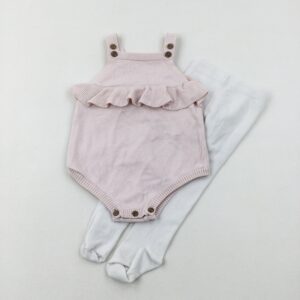 12-18-months TU Pale Pink Knitted Bodysuit & Tights Set