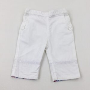 12-18-months Jojo Maman Bebe White Trousers - Adjustable Waist