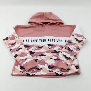 13-14-years F&F 'Live Your Best Life' Camouflage Pink Hoodie