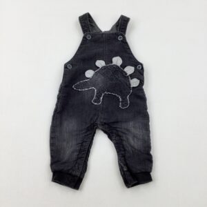 3-6-months Next Dinosaur Appliqued Black Denim Dungarees