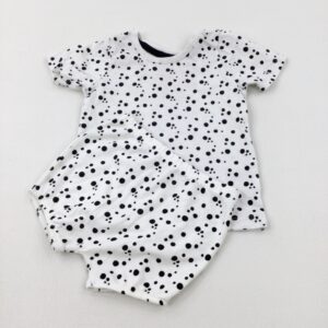 6-9-months George Patterned Black & White T-Shirt & Jersey Shorts Set