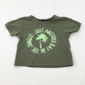 9-12-months Primark 'Just Another Day In The Jungle' Khaki T-Shirt