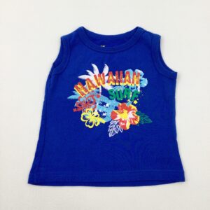 12-18-months Primark 'Hawaiian' Tropical Flowers Blue Vest Top