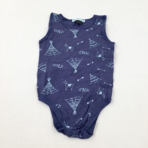 12-18-months Lupilu 'Wild' Tepees Navy Bodysuit