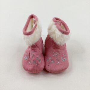 0-3-months George Flowers Embroidered Pink Baby Boots - Size 0 - As New Condition
