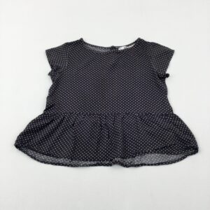 7-8-years H&M Spotty Charcoal Grey Floaty Top (small snag on front)
