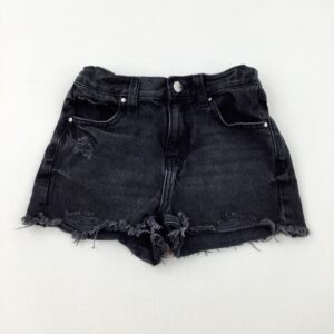 7-8-years Primark Distressed Black Denim Shorts  - Adjustable Waist