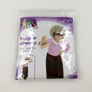 8-9-years - Fun Shack - Burglar Granny Pink & Brown Costume With Bag & Eye Mask (Aged 8-10 Years) - Brand New With Tags