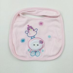 newborn-1st-size-up-to-1-month - Penguin & Eskimo Embroidered Pink Bib