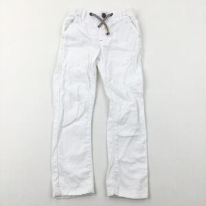3-4-years Next White Linen Pull On Trousers