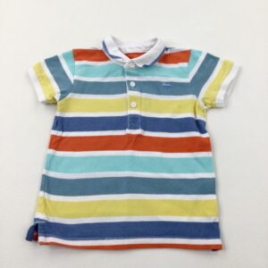18-24-months Matalan Bright Colourful Striped Polo Shirt (Tiny faint mark on front)