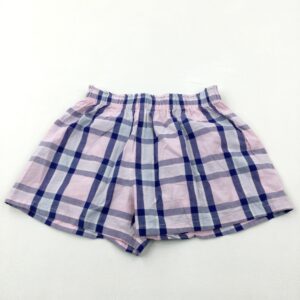 7-8-years F&F Pink & Navy Check Cotton Pyjama Shorts