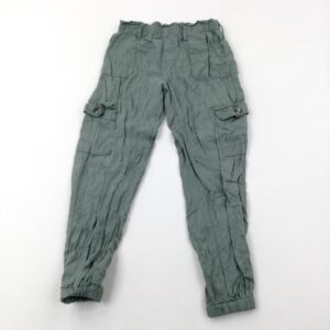 7-8-years H&M Khaki Green Viscose Lightweight Trousers (Tiny Mark on Pocket)