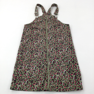 10-11-years Matalan Animal Print Khaki & Pink Denim Dungaree Dress