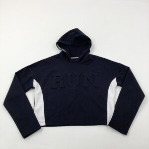 11-12-years Primark 'RUN' Black & White Cropped Hoodie