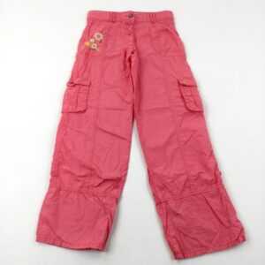 11-12-years George Flower Embroidered Coral Pink Cotton Trousers