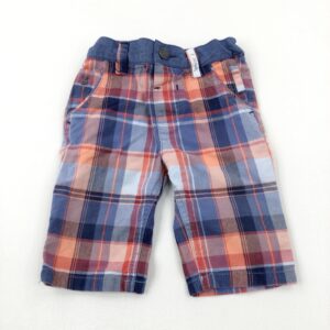 12-18-months Jasper Conran Red & Blue Checked Cotton Trousers - Adjustable Waist