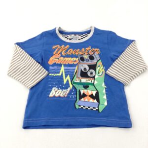 12-18-months M&S 'Monster Games' Blue Long Sleeve Top