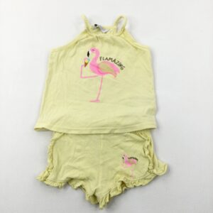 2-3-years Primark 'Flamazing' Flamingo Yellow Vest Top & Matching Shorts