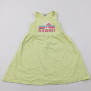 7-8-years Primark 'Hawaii' Palm Trees Yellow Cotton Jersey Dress