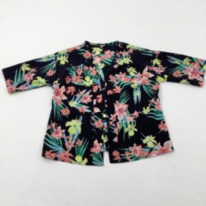 7-8-years TU Tropical Flowers Polyester Kimono Style Wrap Cardigan