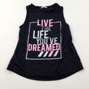7-8-years Peacocks 'Live The Life You've Dreamed' Black Striped Vest Top