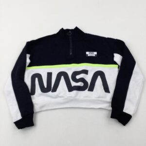 8-9-years H&M 'NASA' Black & White Cropped Sweatshirt