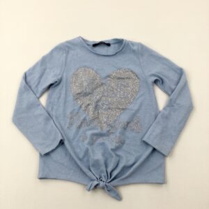 8-9-years George 'NYC' Glitter Heart Blue Soft Touch Tie Front Top