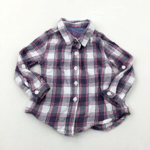 12-18-months Primark Glitter Thread Pink & Grey Checked Long Sleeve Shirt
