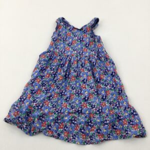 18-24-months Primark Red & Blue Flowers Cotton Summer Dress